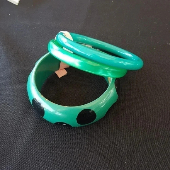 Vintage Green 3 Piece Chunky Banglet Bracelet Set - Picture 1 of 3